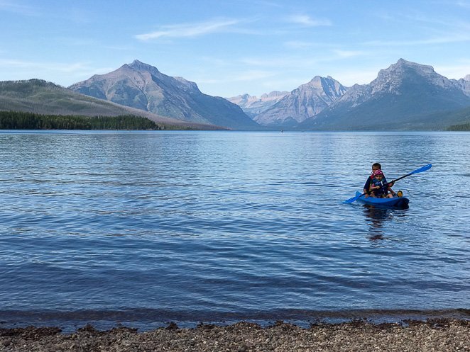 Kayaking Glacier NP Boy Kayaking Glacier National Park
