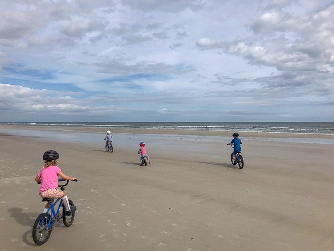 Riding bikes on Crescent Beach