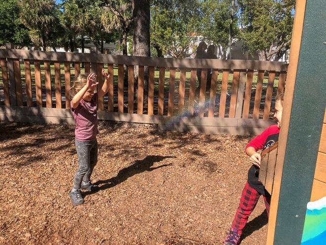 Cambier Park Spray on girls Cacmier Park Naples with Kids spray