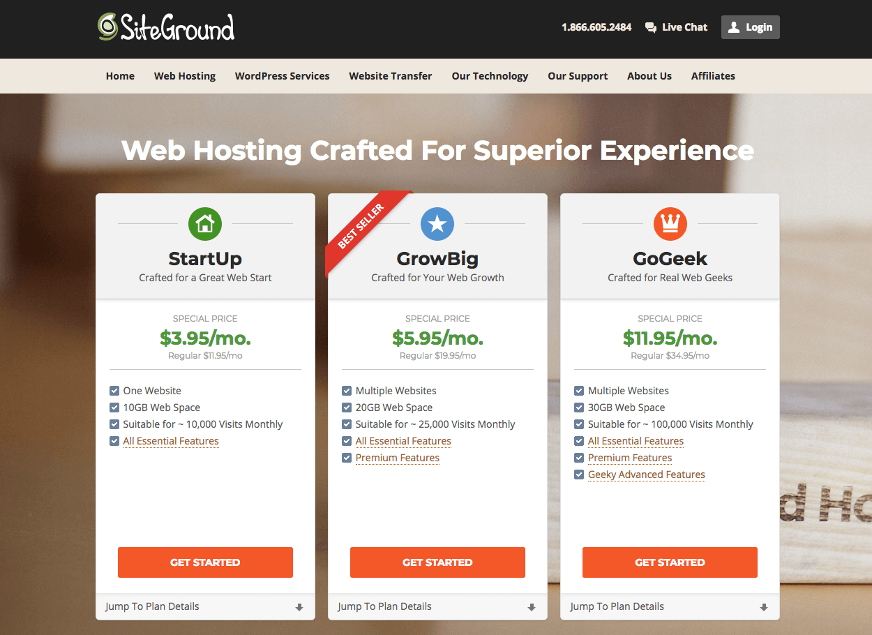 Step1-plan Siteground Hosting - How to make a blog