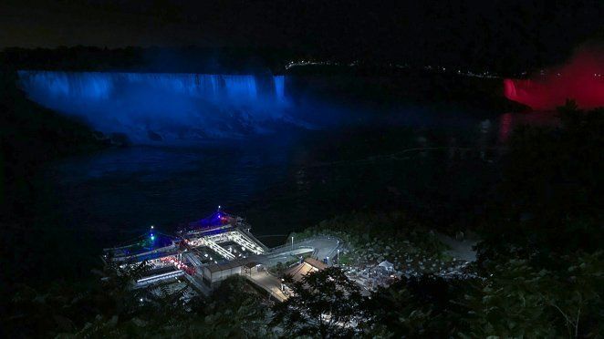 Niagara waterfall - lit up at night from the Canada side