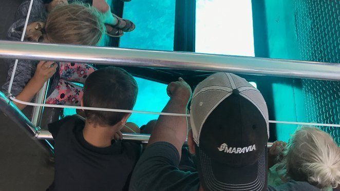 Glass bottom boat Key Largo with kids