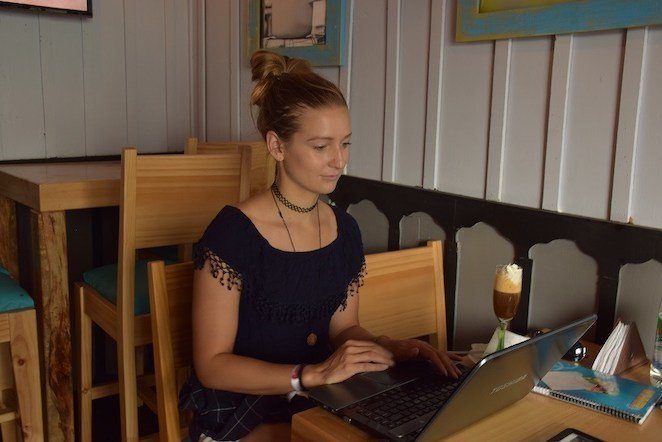 Work from anywhere jobs - Working in a coffee shop