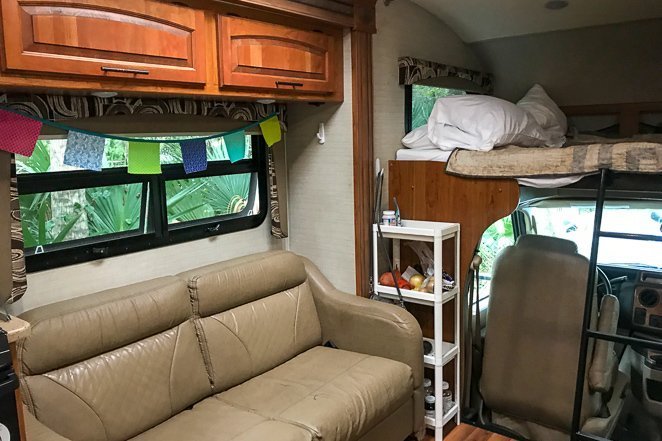 Motorhome Kitchen - Command Hooks and shelf