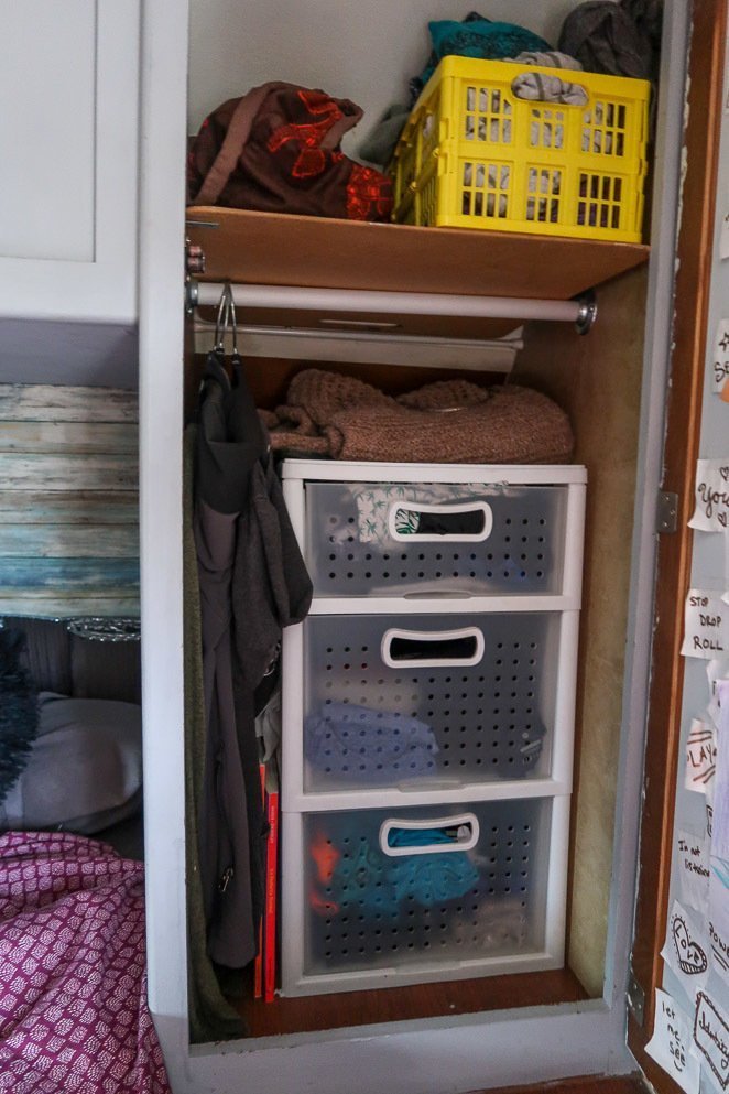 RV Closet Organization: Tame the Clutter  Camper storage ideas travel  trailers, Camper organization travel trailers, Rv living organization