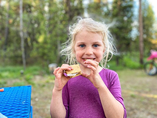 Roast and eat s'mores while camping