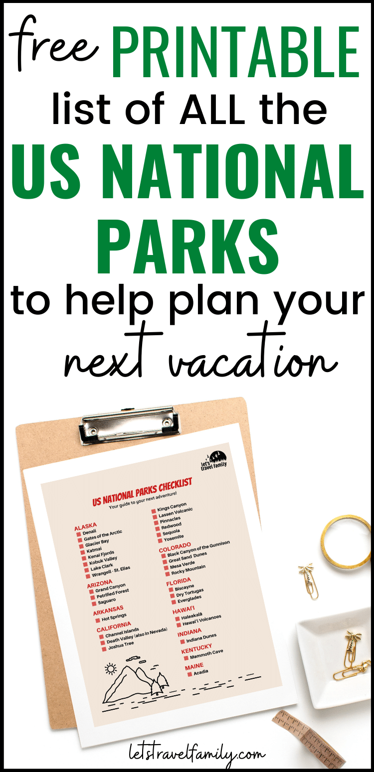 Printable List Of National Parks In The US Printable List Of National Parks In The US