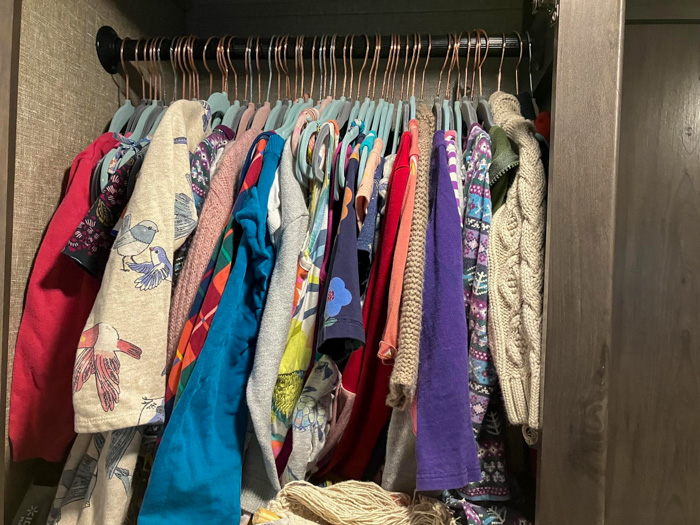 Kids Closet Organization in the RV