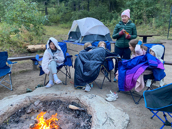 kids around the fire