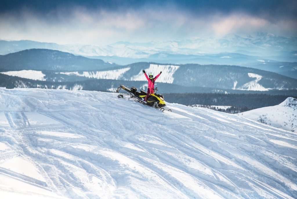 Snowmobile in the mountains