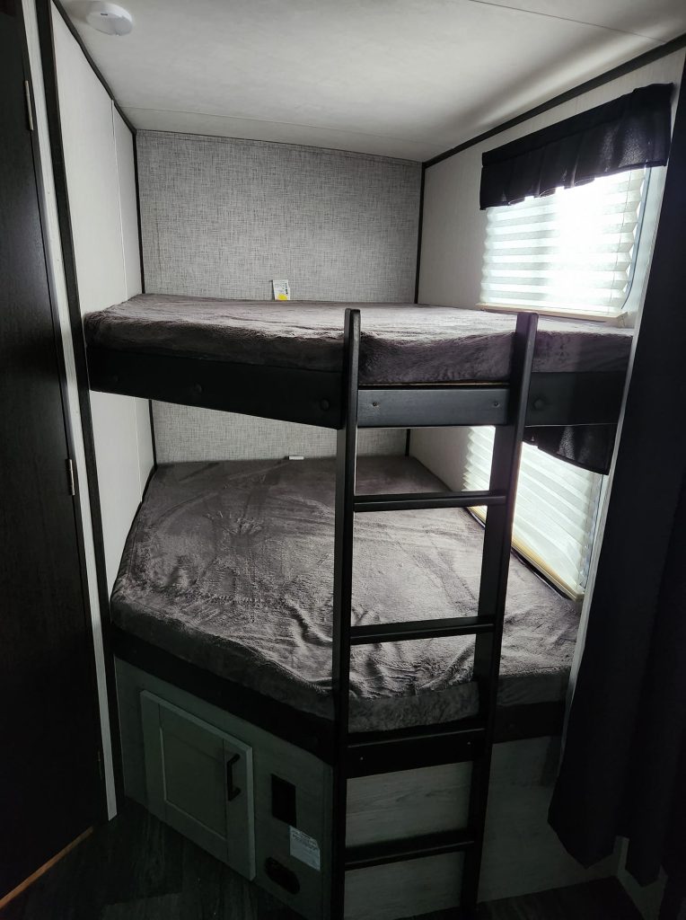 RV bunk bed with storage